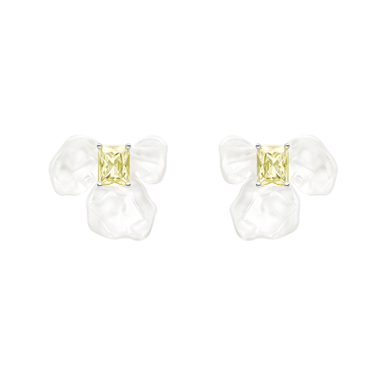 White lris Sugar Cube Earrings